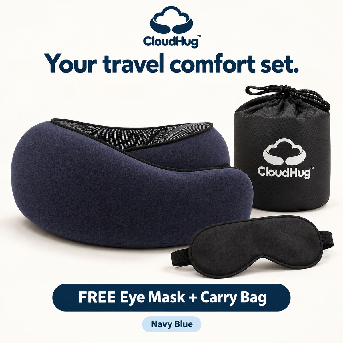 CloudHugz™ Memory Foam Travel Pillow