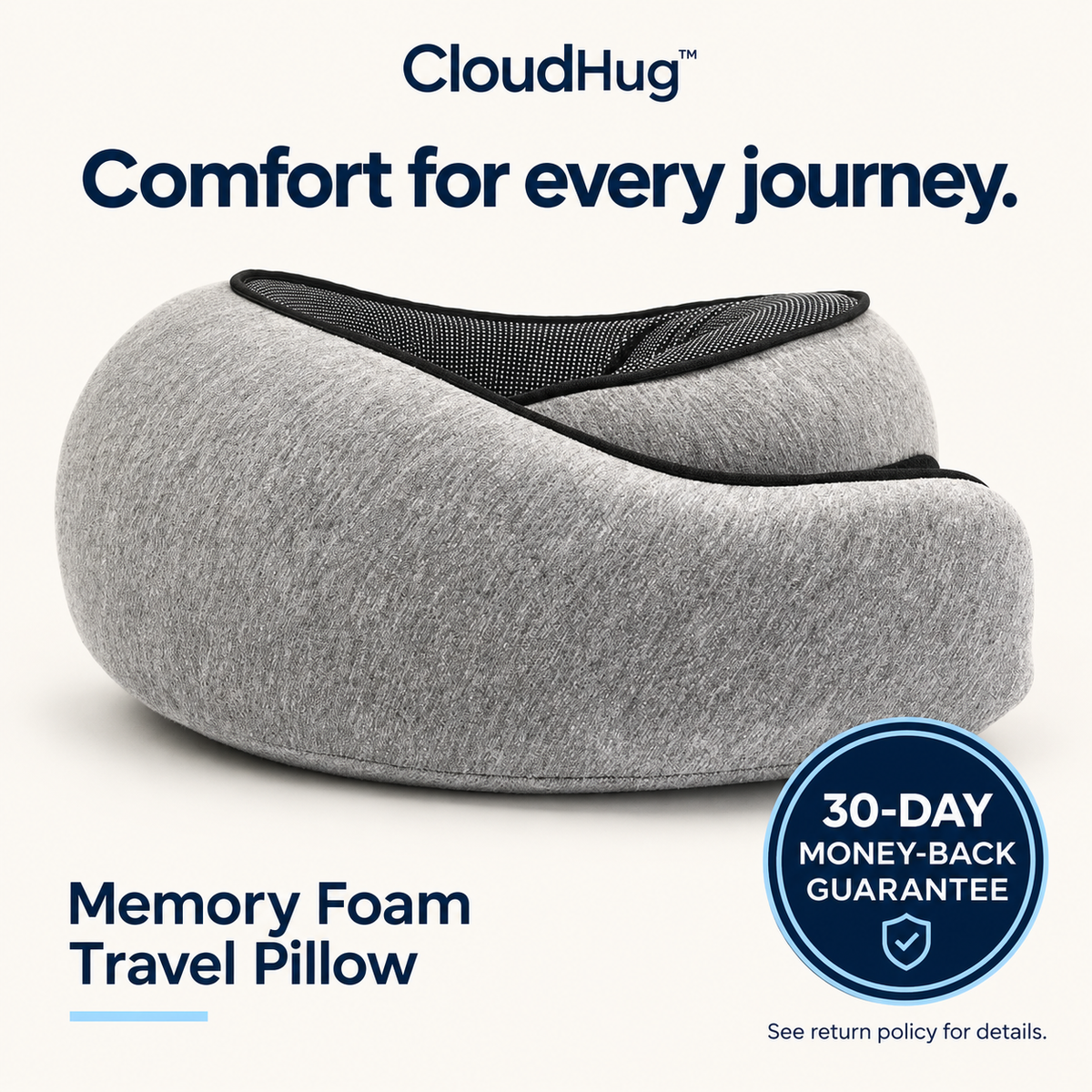CloudHugz™ Memory Foam Travel Pillow