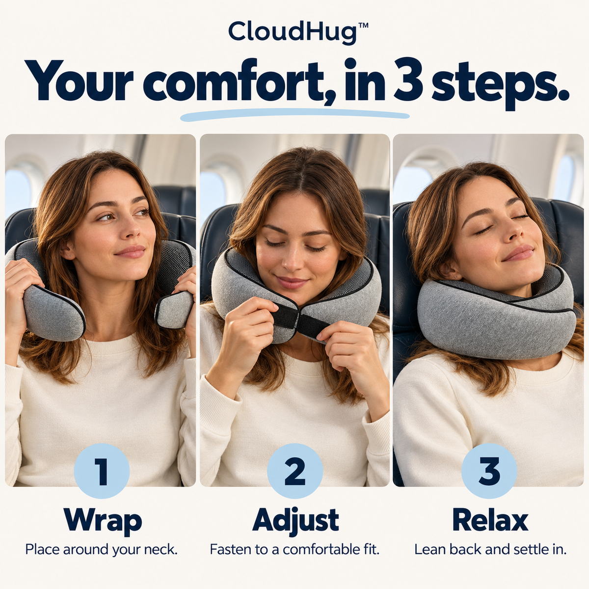 CloudHugz™ Memory Foam Travel Pillow
