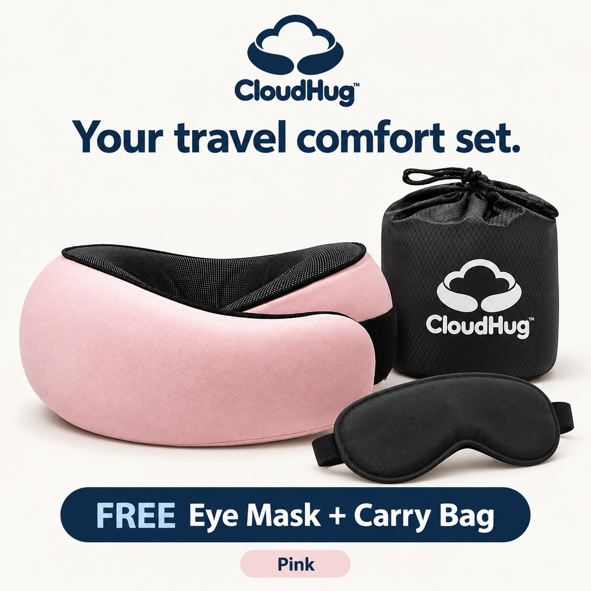 CloudHugz™ Memory Foam Travel Pillow